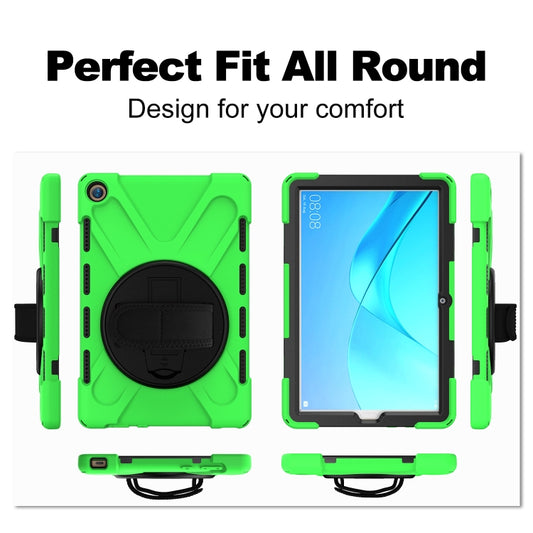 For Huawei MediaPad M5 10.8 Shockproof Colorful Silicone + PC Protective Case with Holder & Hand Grip Strap(Green) - Huawei by buy2fix | Online Shopping UK | buy2fix
