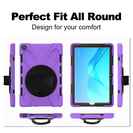 For Huawei MediaPad M5 10.8 Shockproof Colorful Silicone + PC Protective Case with Holder & Hand Grip Strap(Purple) - Huawei by buy2fix | Online Shopping UK | buy2fix