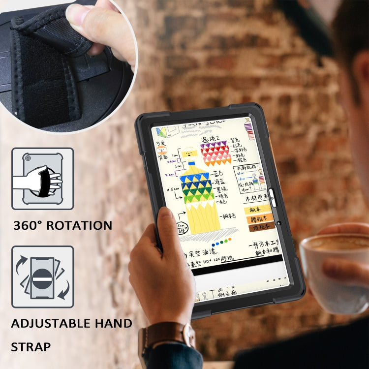 For Huawei MatePad 10.4 Shockproof Colorful Silicone + PC Protective Case with Holder & Hand Grip Strap(Black) - Huawei by buy2fix | Online Shopping UK | buy2fix