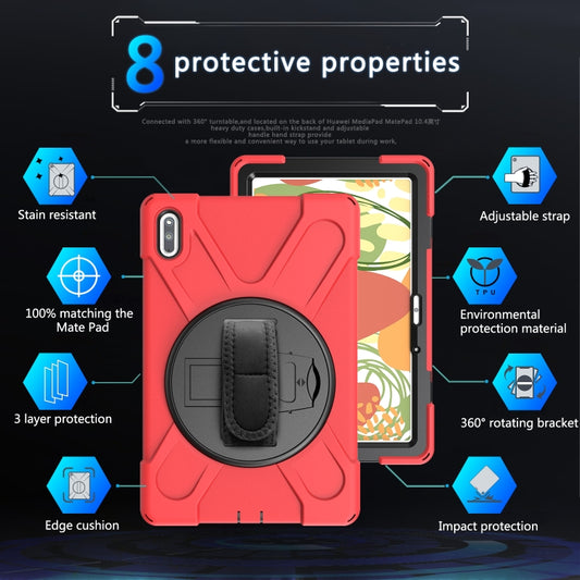 For Huawei MatePad 10.4 Shockproof Colorful Silicone + PC Protective Case with Holder & Hand Grip Strap(Red) - Huawei by buy2fix | Online Shopping UK | buy2fix