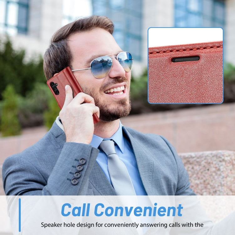 For Samsung Galaxy S24 FE 5G LC.IMEEKE Skin-friendly Card Slots Leather Phone Case(Red) by LC.IMEEKE