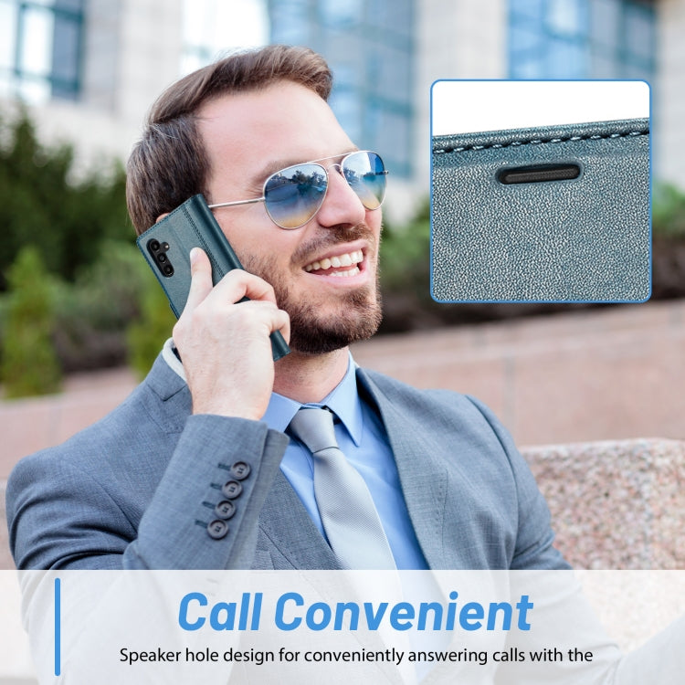 For Samsung Galaxy S24 FE 5G LC.IMEEKE Skin-friendly Card Slots Leather Phone Case(Blue) by LC.IMEEKE