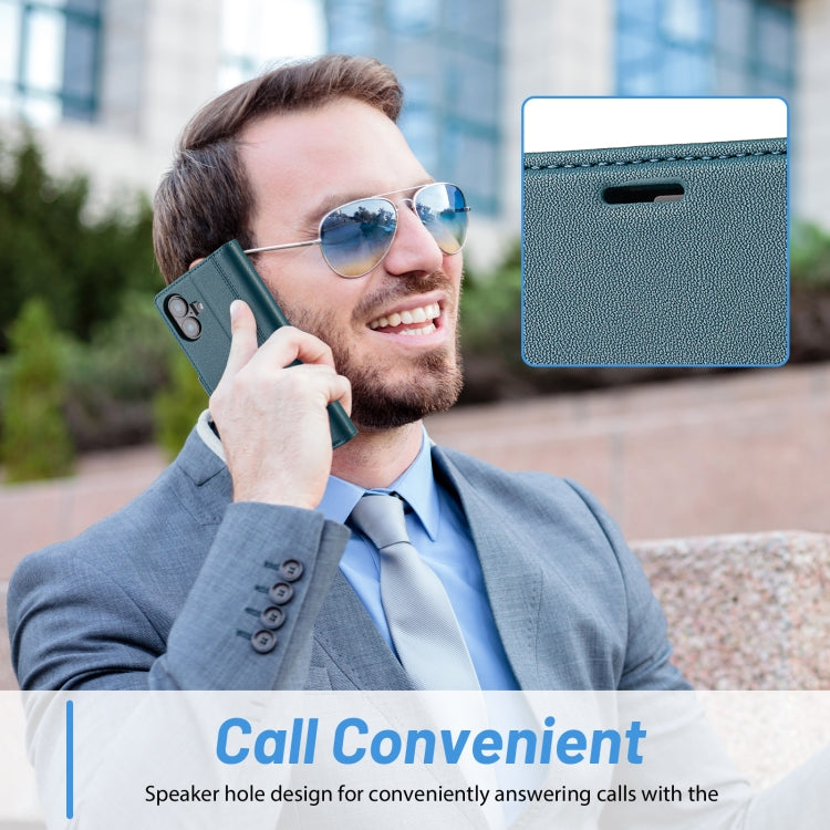 For iPhone 16 LC.IMEEKE Skin-friendly Card Slots Leather Phone Case(Blue) by LC.IMEEKE