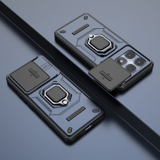 For Redmi K70 Ultra Global Sliding Camshield TPU + PC Shockproof Phone Case with Holder(Blue) by buy2fix