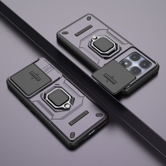 For Redmi K70 Ultra Global Sliding Camshield TPU + PC Shockproof Phone Case with Holder(Purple) by buy2fix