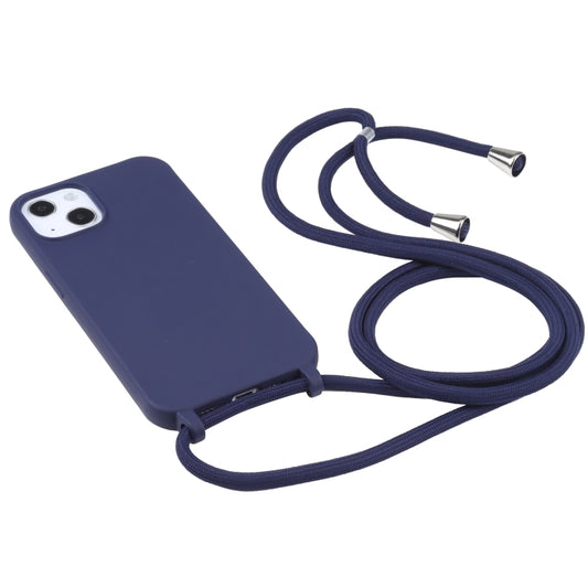 Candy Colors TPU Protective Phone Case with Lanyard For iPhone 16 Pro(Dark Blue) by buy2fix