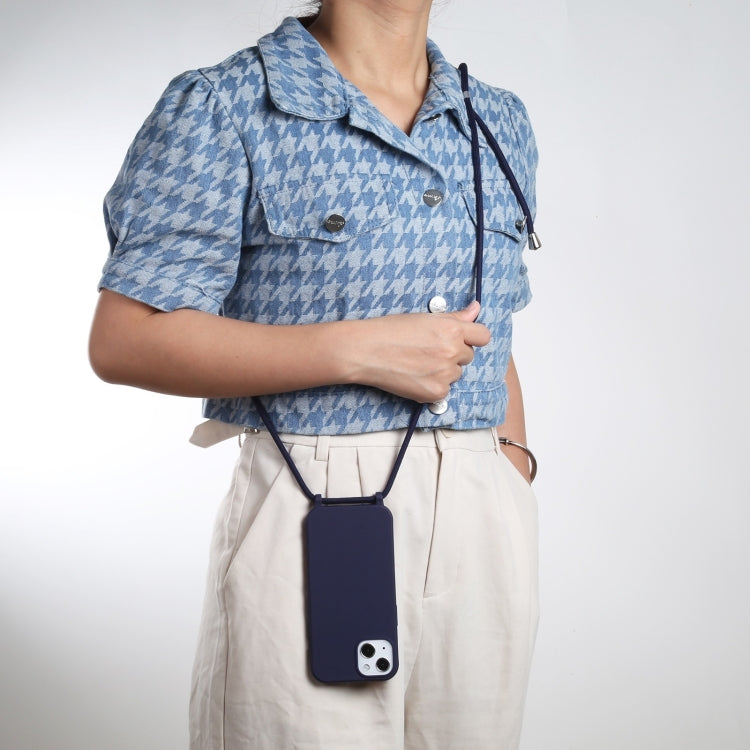 Candy Colors TPU Protective Phone Case with Lanyard For iPhone 16(Dark Blue) by buy2fix