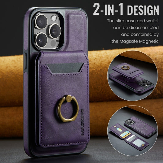 For iPhone 15 Pro Max MAGKING K1 MagSafe Detachable Wallet RFID Back Cover Phone Case(Purple) by MAGKING