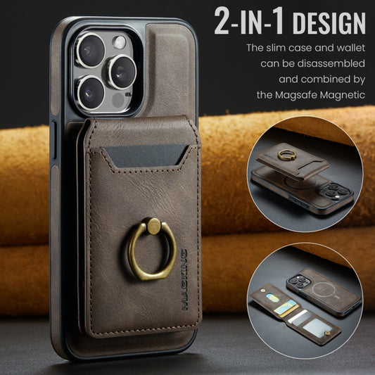 For iPhone 12 Pro Max MAGKING K1 MagSafe Detachable Wallet RFID Back Cover Phone Case(Coffee) by MAGKING