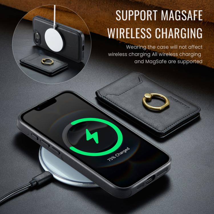 For iPhone 16e MAGKING K1 MagSafe Detachable Wallet RFID Back Cover Phone Case(Black) - iPhone 16e Cases by MAGKING | Online Shopping UK | buy2fix