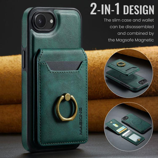 For iPhone 16e MAGKING K1 MagSafe Detachable Wallet RFID Back Cover Phone Case(Green) - iPhone 16e Cases by MAGKING | Online Shopping UK | buy2fix