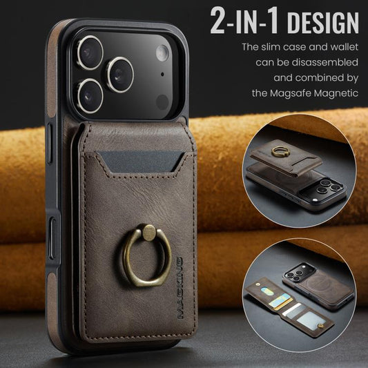 For iPhone 17 Pro MAGKING K1 MagSafe Detachable Wallet RFID Back Cover Phone Case(Coffee) - iPhone 17 Pro Cases by MAGKING | Online Shopping UK | buy2fix