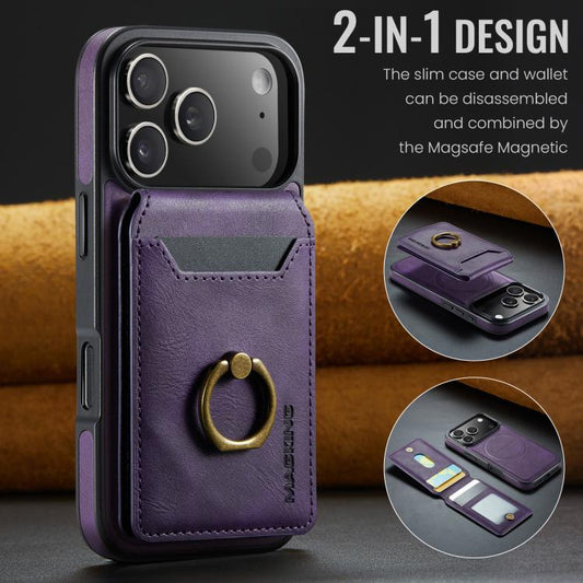 For iPhone 17 Pro MAGKING K1 MagSafe Detachable Wallet RFID Back Cover Phone Case(Purple) - iPhone 17 Pro Cases by MAGKING | Online Shopping UK | buy2fix