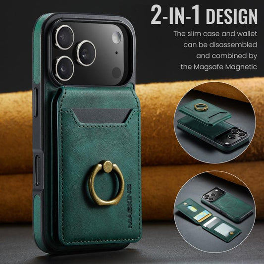 For iPhone 17 Pro MAGKING K1 MagSafe Detachable Wallet RFID Back Cover Phone Case(Green) - iPhone 17 Pro Cases by MAGKING | Online Shopping UK | buy2fix