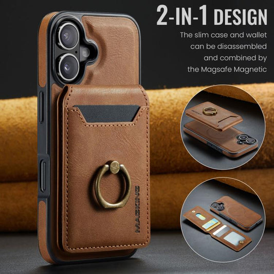 For iPhone 17 MAGKING K1 MagSafe Detachable Wallet RFID Back Cover Phone Case(Brown) - iPhone 17 Cases by MAGKING | Online Shopping UK | buy2fix