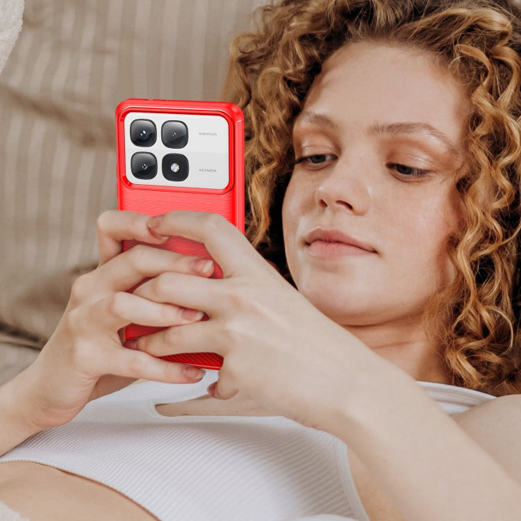 For Redmi K70 Ultra Brushed Texture Carbon Fiber TPU Phone Case(Red) by buy2fix