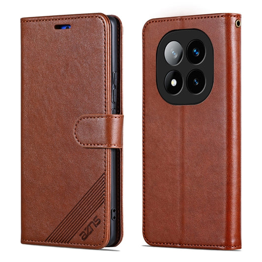 For Redmi Note 14 Pro 5G AZNS Sheepskin Texture Flip Leather Phone Case(Brown) by AZNS
