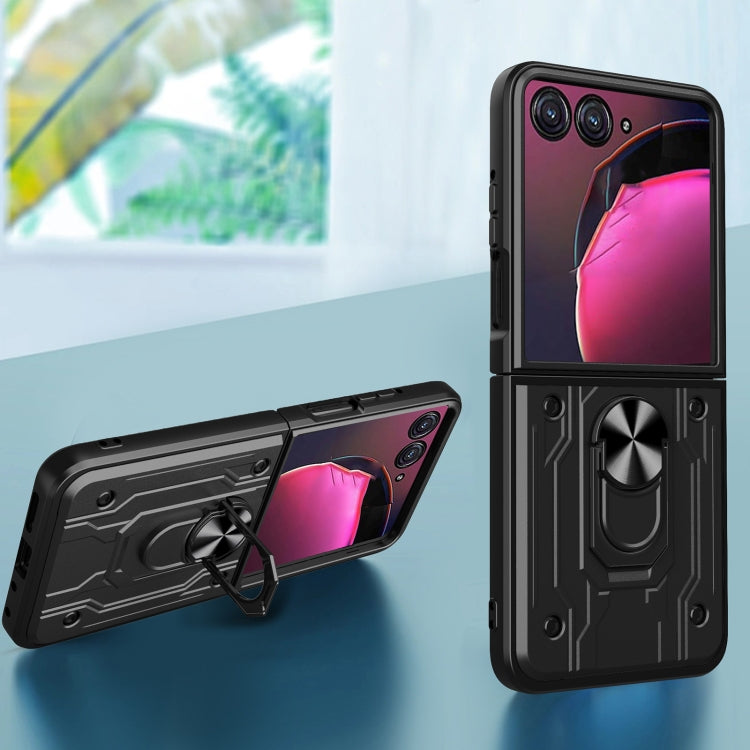 For Motorola Razr 50 Magnetic Holder TPU+PC Phone Case(White) by buy2fix