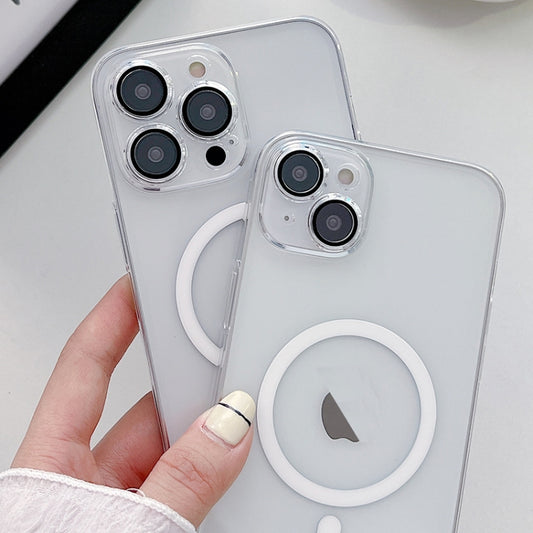 For iPhone 14 Pro Clear PC MagSafe Phone Case with Lens Film(Transparent) by buy2fix
