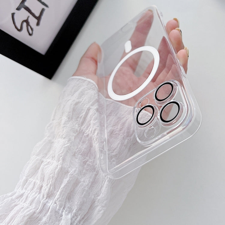 For iPhone 14 Clear PC MagSafe Phone Case with Lens Film(Transparent) by buy2fix