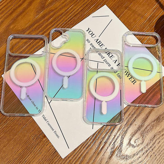 For iPhone Air Gradient Color MagSafe Airbag Full Coverage Phone Case(Rainbow) - iPhone Air Cases by buy2fix | Online Shopping UK | buy2fix