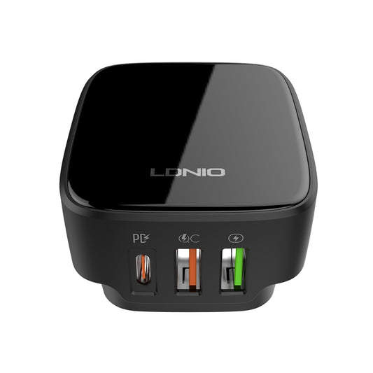 LDNIO Q334 32W Type-C + Dual USB Port Charger with 1m 8 Pin Data Cable, Plug Type:US Plug(Black) by LDNIO