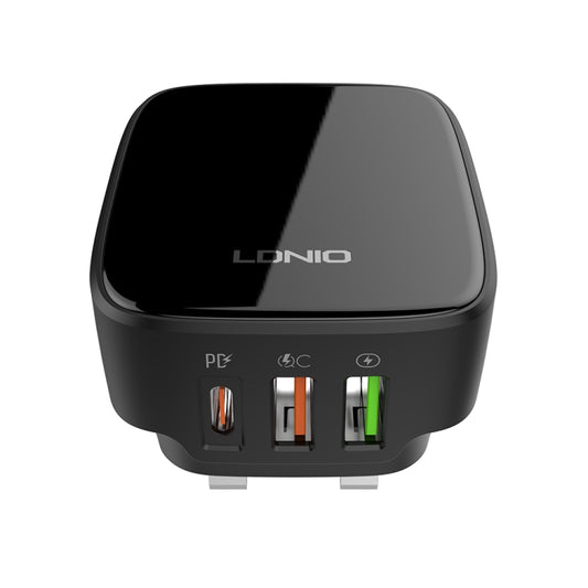 LDNIO Q334 32W Type-C + Dual USB Port Charger with 1m USB-C / Type-C Data Cable, Plug Type:UK Plug(Black) by LDNIO
