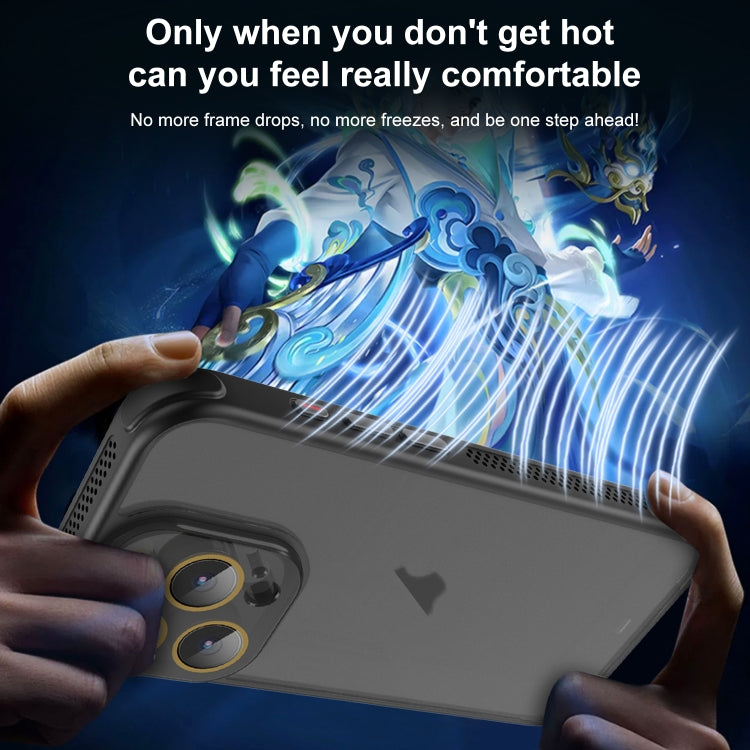 For iPhone 16 Plus Hardware Side Cooling Skin Feel Frosted Phone Case with Lens Film(Black) by buy2fix