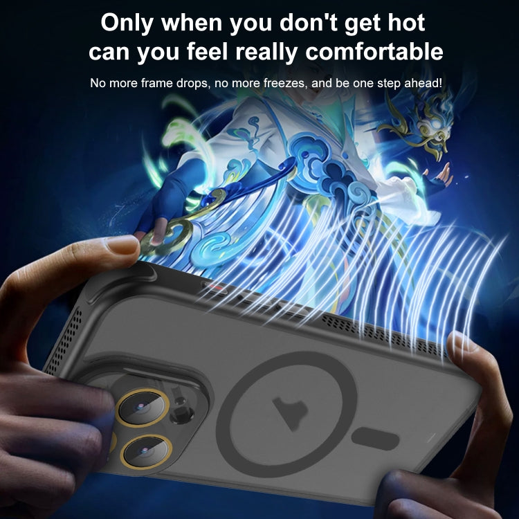 For iPhone 16 Hardware Side Cooling Skin Feel Frosted MagSafe Magnetic Phone Case with Lens Film(Sky Blue) by buy2fix