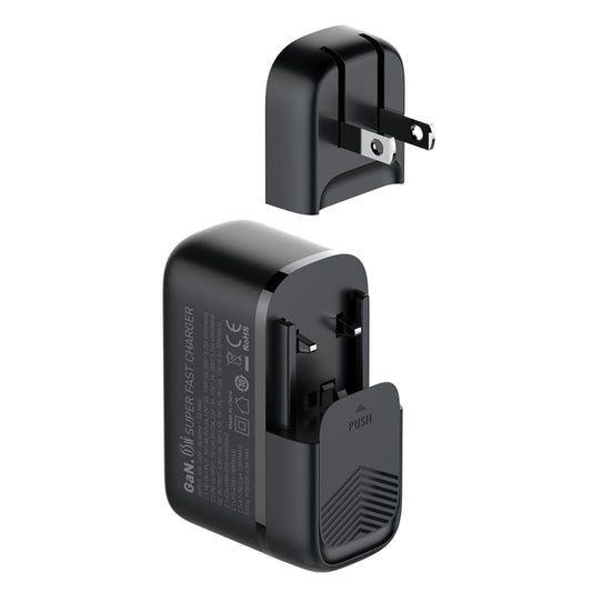 LDNIO Q366 65W USB + Dual Type-C Port Charger with 1m USB-C / Type-C to USB-C / Type-C Data Cable, Plug Type:US Plug(Black) by LDNIO