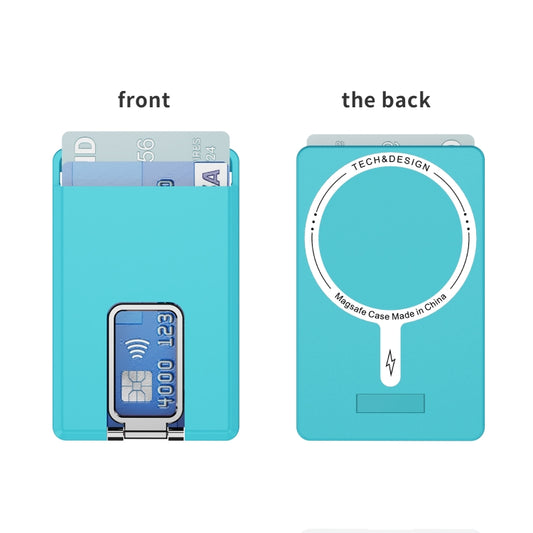 Skin Feel MagSafe Magnetic Phone Card Sleeve with Bracket(Cyan Blue) - Adhesive Card Holders by buy2fix | Online Shopping UK | buy2fix