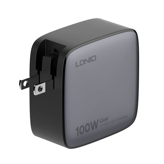 LDNIO Q408 100W GaN USB+3 USB-C / Type-C Interface Charger with 1m 100W USB-C / Type-C to USB-C / Type-C Data Cable, Plug Type:US Plug(Black) by LDNIO