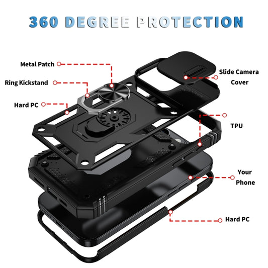 For iPhone 16 Pro Sliding Camshield TPU + PC Phone Case with Holder(Black) by buy2fix