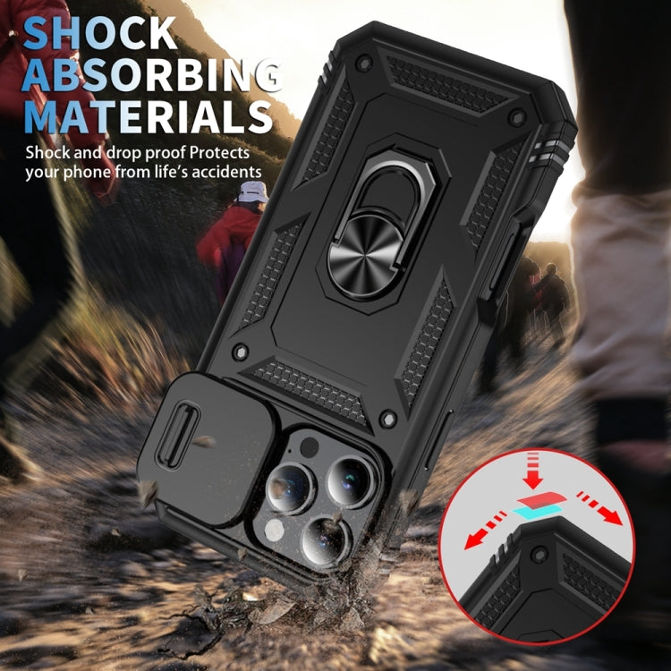 For iPhone 16 Pro Sliding Camshield TPU + PC Phone Case with Holder(Black) by buy2fix