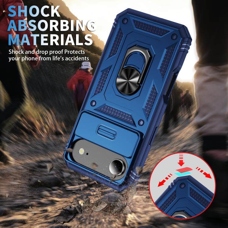 For iPhone Air Sliding Camshield TPU + PC Phone Case with Holder(Navy Blue) - iPhone Air Cases by buy2fix | Online Shopping UK | buy2fix