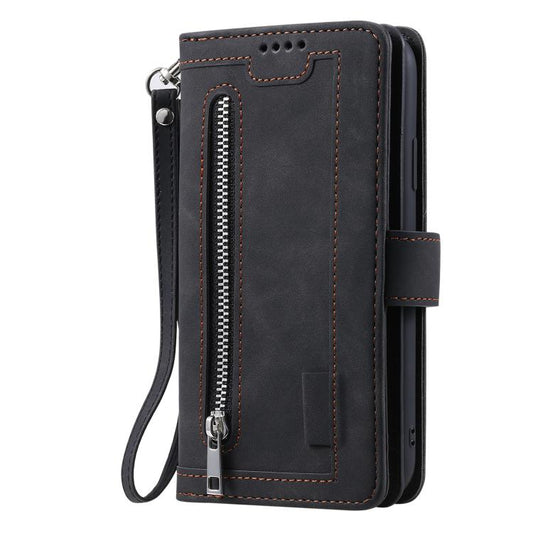 For Google Pixel 10 / 10 Pro Nine Card Zipper Bag Leather Phone Case with Lanyard(Black) - Google Cases by buy2fix | Online Shopping UK | buy2fix