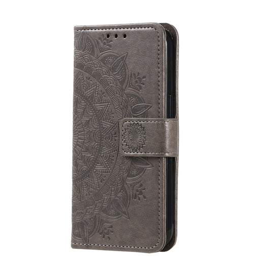 For Google Pixel 9 Pro XL Totem Flower Embossed Leather Phone Case with Lanyard(Grey) by buy2fix