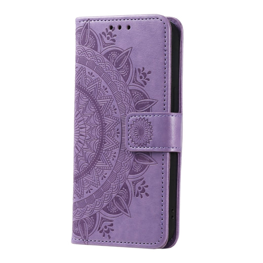For Google Pixel 9 Pro XL Totem Flower Embossed Leather Phone Case with Lanyard(Purple) by buy2fix
