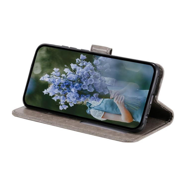 For Google Pixel 10 Pro XL Totem Flower Embossed Leather Phone Case with Lanyard(Grey) - Google Cases by buy2fix | Online Shopping UK | buy2fix