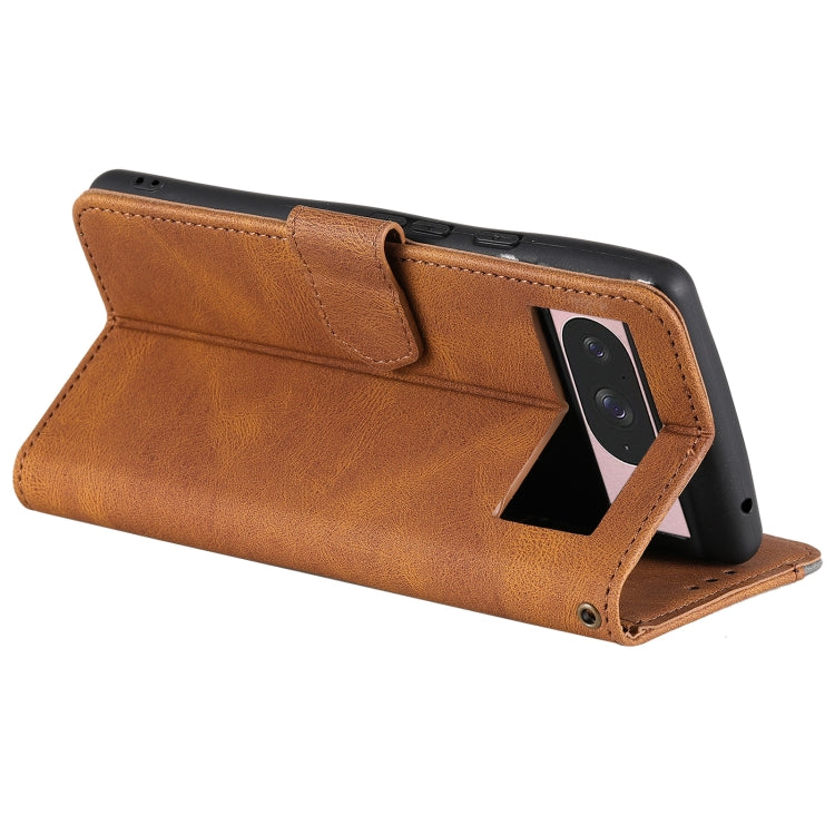 For Google Pixel 9 / 9 Pro Nail Skin Feel Stitching Calf Texture Leather Phone Case(Brown) by buy2fix