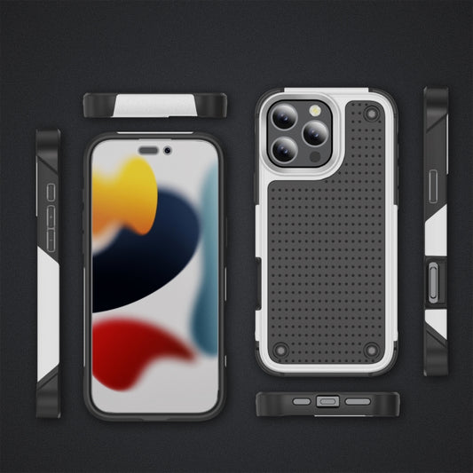 For iPhone 16 Pro Max PC + TPU Shockproof Protective Phone Case(White+Black) by buy2fix