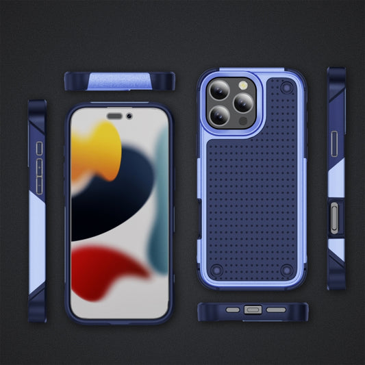 For iPhone 16 Pro Max PC + TPU Shockproof Protective Phone Case(Light Purple+Sapphire Blue) by buy2fix