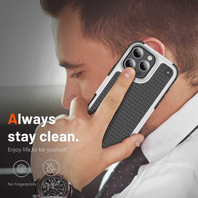 For iPhone 16 Pro PC + TPU Shockproof Protective Phone Case(White+Black) by buy2fix