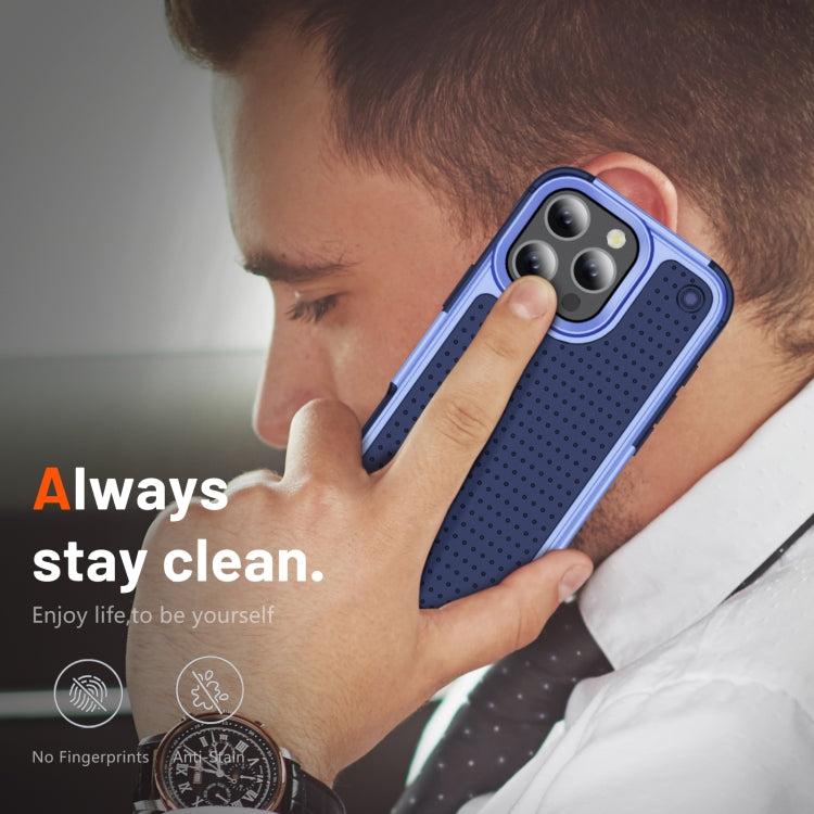 For iPhone 16 Pro PC + TPU Shockproof Protective Phone Case(Light Purple+Sapphire Blue) by buy2fix