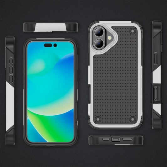 For iPhone 16 Plus PC + TPU Shockproof Protective Phone Case(White+Black) by buy2fix