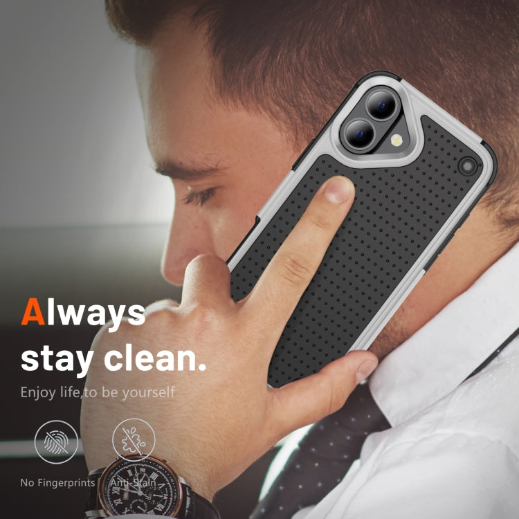 For iPhone 16 Plus PC + TPU Shockproof Protective Phone Case(White+Black) by buy2fix