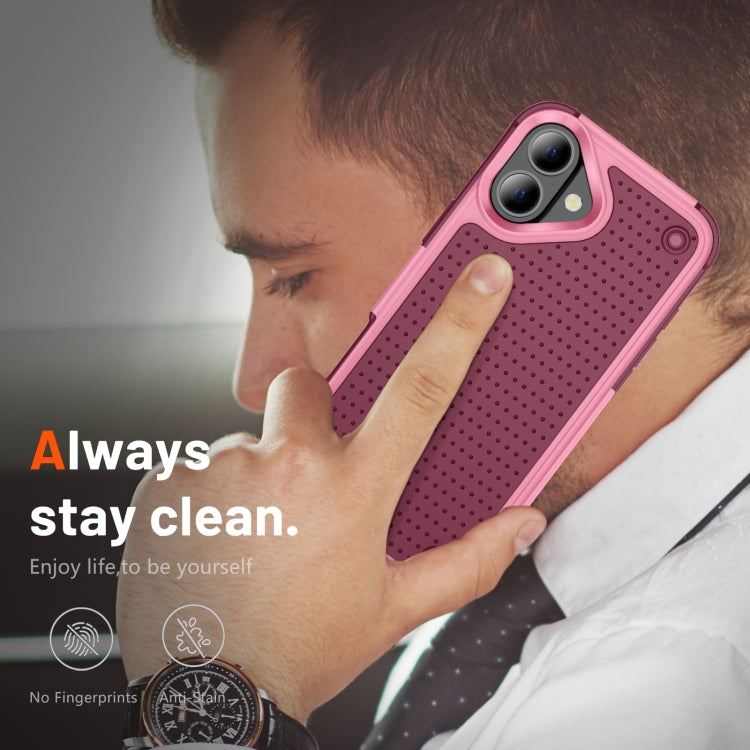 For iPhone 16 Plus PC + TPU Shockproof Protective Phone Case(Pink+Dark Red) by buy2fix