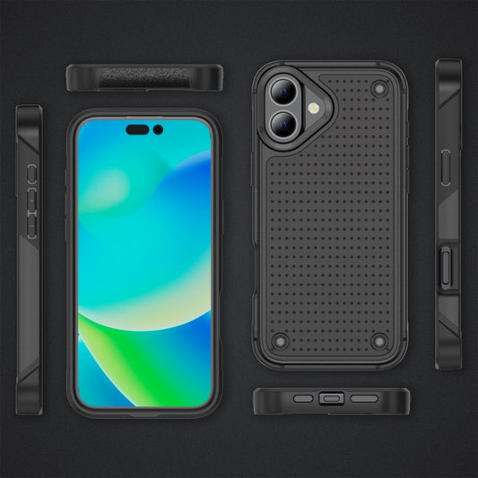 For iPhone 16 Plus PC + TPU Shockproof Protective Phone Case(Black+Black) by buy2fix