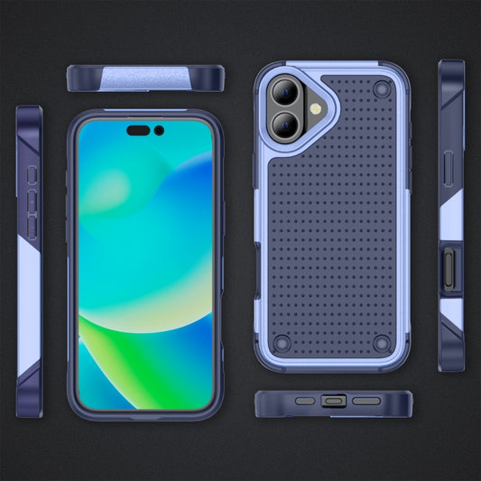 For iPhone 16 Plus PC + TPU Shockproof Protective Phone Case(Light Purple+Sapphire Blue) by buy2fix