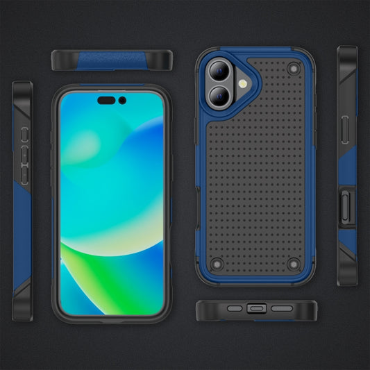 For iPhone 16 PC + TPU Shockproof Protective Phone Case(Blue+Black) by buy2fix